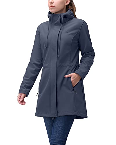 33,000ft Damen Leichte Softshelljacke mit Kapuze Wasserdicht Damen Funktionsjacke Fleece Gefüttert Windbreaker Atmungsaktiv Regenmantel Active Hooded Lange Mäntel für Radfahren Wandern Outdoor, von 33,000ft