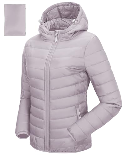 33,000ft Damen Leichte Steppjacke Packbare Übergangsjacke mit Taschen für Frauen Gefüttert Warme Pufferjacke mit Kapuze für Outdoor Freizeit Wandern Graurosa L 33,000ft Damen Leichte Steppjacke Packbare Übergangsjacke mit Taschen für Frauen Gefüttert Warme Pufferjacke mit Kapuze für Outdoor Freizeit Wandern Graurosa L von 33,000ft