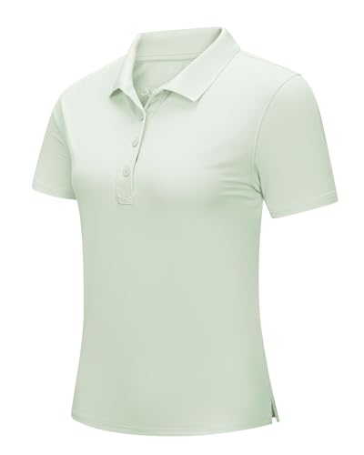 33,000ft Damen Poloshirt Golf Shirt Sonnenschutz UV Schutz Sommer Kurzarm T Shirts Schnelltrocknend Performance Sportshirt Outdoor Atmungsaktiv Funktions Polohemd für Golfen Tennis Graugrün XS von 33,000ft