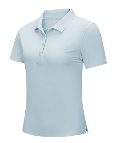 33,000ft Damen Poloshirt Golf Shirt Sonnenschutz UV Schutz Sommer Kurzarm T Shirts Schnelltrocknend Performance Sportshirt Outdoor Atmungsaktiv Funktions Polohemd für Golfen Tennis Raute Blau S von 33,000ft