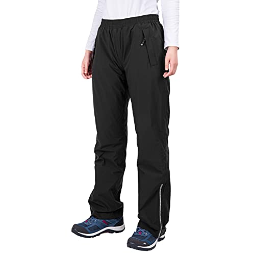 33,000ft Damen Regenhose Leichte Wasserdichte Regenhose Winddichte Outdoor Hose zum Wandern Angeln - Schwarz - X-Klein von 33,000ft