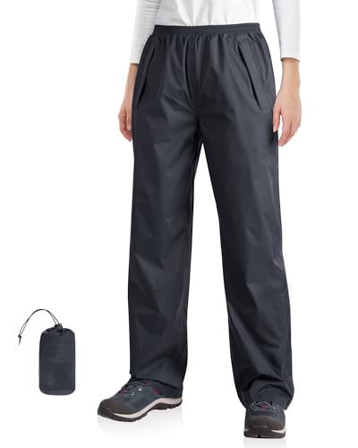 33,000ft Damen Regenhose wasserdichte Fahrrad Überziehhose Reflektierende Winddichte Leichte Outdoorhose zum Golf Wandern Angeln Dunkelgrau 34 von 33,000ft