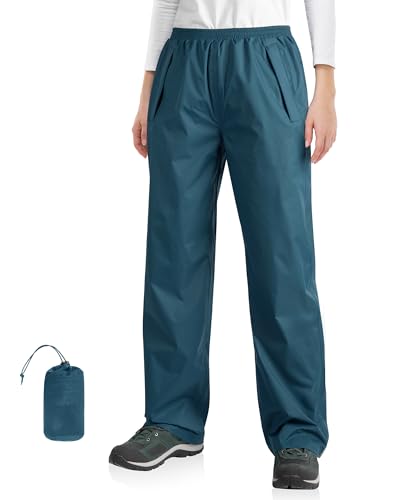 33,000ft Damen Regenhose wasserdichte Fahrrad Überziehhose Reflektierende Winddichte Leichte Outdoorhose zum Golf Wandern Angeln Dunkles Cyan 40 von 33,000ft