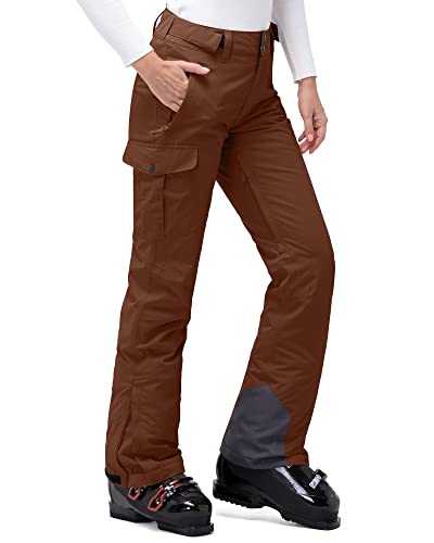 33,000ft Damen Skihose Outdoorhose Wasserdicht Winddichte Softshellhose Warme Gefütterte Thermohose Wanderhose Winter Ski Pants Women Braun S von 33,000ft