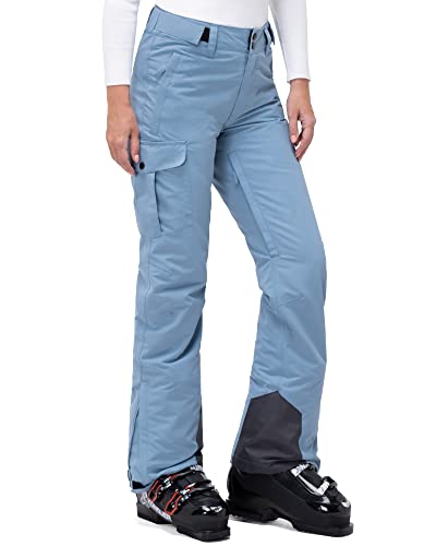 33,000ft Damen Skihose Outdoorhose Wasserdicht Winddichte Softshellhose Warme Gefütterte Thermohose Wanderhose Winter Ski Pants Women Hellblau Tarnung M von 33,000ft