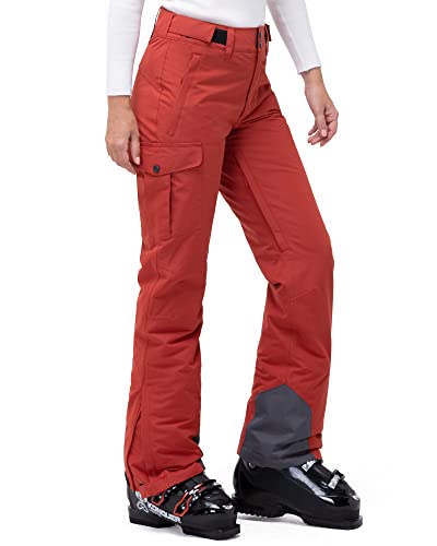 33,000ft Damen Skihose Outdoorhose Wasserdicht Winddichte Softshellhose Warme Gefütterte Thermohose Wanderhose Winter Ski Pants Women Karminrot L von 33,000ft