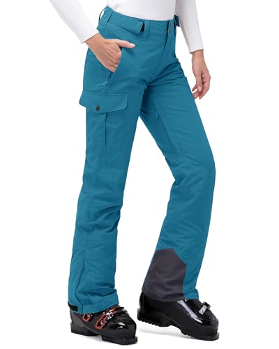 33,000ft Damen Skihose Outdoorhose Wasserdicht Winddichte Softshellhose Warme Gefütterte Thermohose Wanderhose Winter Ski Pants Women Pfauenblau L von 33,000ft