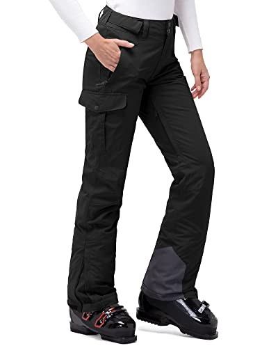 33,000ft Damen Skihose Outdoorhose Wasserdicht Winddichte Softshellhose Warme Gefütterte Thermohose Wanderhose Winter Ski Pants Women Schwarz L von 33,000ft