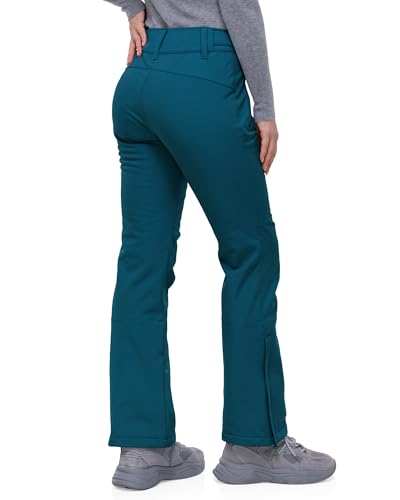 33,000ft Damen Skihose Outdoorhose Wasserdicht Winddichte Softshellhose Warme Gefütterte Trekkinghose Atmungsaktive Schnelltrocknende Thermohose Wanderhose Winter Dunkles Grünblau 34 * 29L von 33,000ft