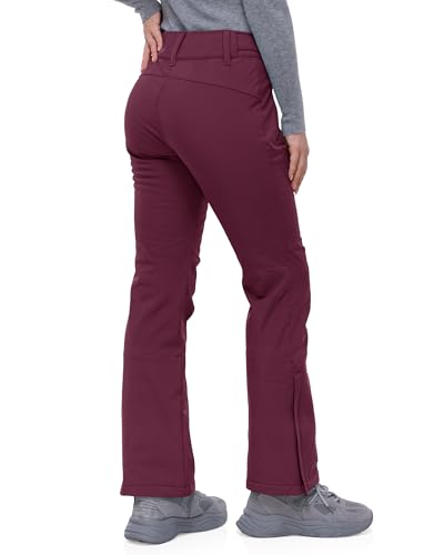 33,000ft Damen Skihose Outdoorhose Wasserdicht Winddichte Softshellhose Warme Gefütterte Trekkinghose Atmungsaktive Schnelltrocknende Thermohose Wanderhose Winter Himbeerrot 34 * 29L von 33,000ft