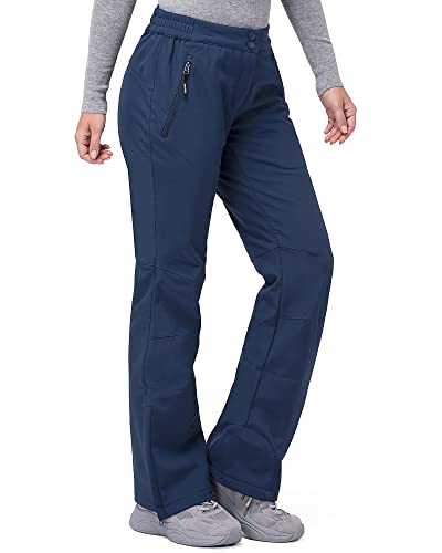 33,000ft Damen Skihose Outdoorhose Wasserdicht Winddichte Softshellhose Warme Gefütterte Trekkinghose Atmungsaktive Schnelltrocknende Thermohose Wanderhose Winter Ski Pants Women Navy Blau 34 * 31L von 33,000ft