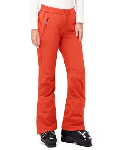 33,000ft Damen Skihose Outdoorhose Wasserdicht Winddichte Softshellhose Warme Gefütterte Trekkinghose Atmungsaktive Schnelltrocknende Thermohose Wanderhose Winter Ski Pants Women Orange Rot 34 * 31L von 33,000ft