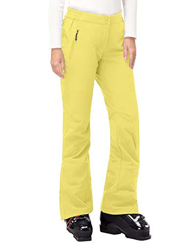 33,000ft Damen Skihose Outdoorhose Wasserdicht Winddichte Softshellhose Warme Gefütterte Trekkinghose Atmungsaktive Schnelltrocknende Thermohose Wanderhose Winter Ski Pants Women Gelb 42 * 31L von 33,000ft