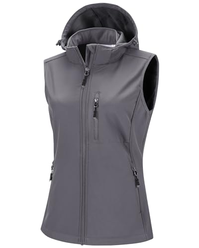33,000ft Damen Softshell Westen mit Abnehmbare Kapuze Fleece Gefütterte Ärmellose Jacke Wasserdichte Winddichte Sportwesten Vest mit 5 Taschen für Reiten Laufen Wandern Hellgrau XXL 33,000ft Damen Softshell Westen mit Abnehmbare Kapuze Fleece Gefütterte Ärmellose Jacke Wasserdichte Winddichte Sportwesten Vest mit 5 Taschen für Reiten Laufen Wandern Hellgrau XXL von 33,000ft