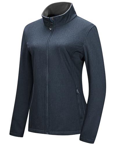 33,000ft Damen Softshelljacke Wasserdichte Winddichte Funktionsjacke Atmungsaktive Übergangsjacke Leichte Fahhradjacke zum Golf, Laufen, Wandern Dunkelblau Heidekraut XS von 33,000ft