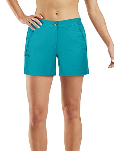 33,000ft Damen Wandershorts Quick Dry 5 Zoll Cargo Shorts Stretch Leichte Sommer UPF50+ Shorts für Golf, Camping, Reisen, Laufen, Blau / Grün, 38 von 33,000ft