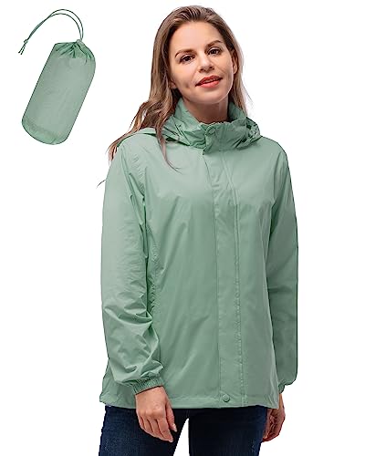 33,000ft Damen Wasserdichte Faltbar Regenjacke mit Kapuze, Leicht Atmungsaktive Windbreaker Jacke, Fahrradjacke für Frauen Fahrrad Sport Outdoorjacke von 33,000ft