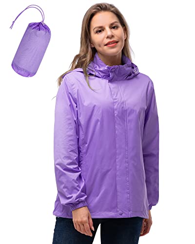33,000ft Damen Wasserdichte Faltbar Regenjacke mit Kapuze, Leicht Atmungsaktive Windbreaker Jacke, Fahrradjacke für Frauen Fahrrad Sport Outdoorjacke von 33,000ft