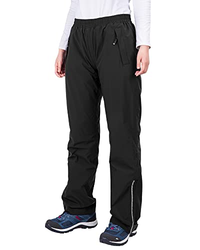 33,000ft Damen Wasserdichte Hose Leichte Regenüberhose Damen Mesh Gefüttert Winddichte Regenhose für Outdoor Golf Angeln Wandern Regenbekleidung, Schwarz , 34 von 33,000ft