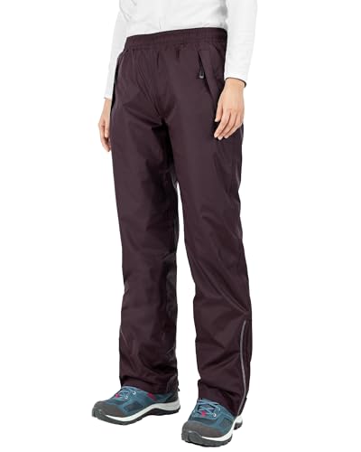 33,000ft Damen Wasserdichte Hose Leichte Regenüberhose Damen Mesh Gefüttert Winddichte Regenhose für Outdoor Golf Angeln Wandern Regenbekleidung, dunkelrot, 42 Kurz von 33,000ft