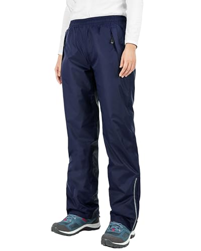 33,000ft Damen wasserdichte Hose Leichte Regenüberhose Damen Mesh Gefüttert Winddichte Regenhose für Outdoor Golf Angeln Wandern Regenbekleidung, marineblau, 44 von 33,000ft