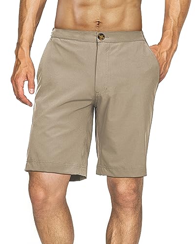 33,000ft Golfhose Herren Kurz, Leichte Stretch Kurze Hose Bermuda Schnelltrocknend Outdoor Shorts für Wandern, Camping, Reisen Braun 36W von 33,000ft