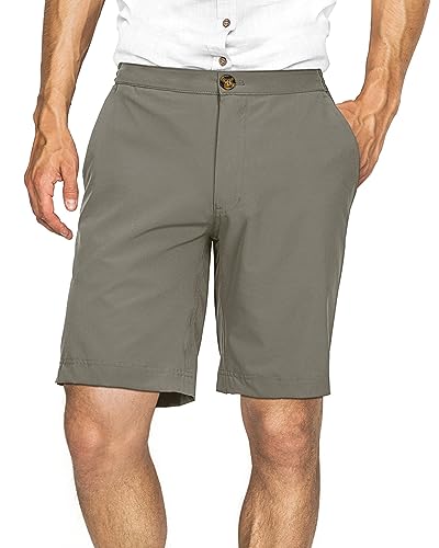 33,000ft Golfhose Herren Kurz, Leichte Stretch Kurze Hose Bermuda Schnelltrocknend Outdoor Shorts für Wandern, Camping, Reisen Grau Grün 36W von 33,000ft