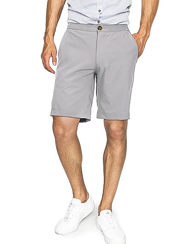 33,000ft Golfhose Herren Kurz, Leichte Stretch Kurze Hose Bermuda Schnelltrocknend Outdoor Shorts für Wandern, Camping, Reisen Silber Grau 32W von 33,000ft