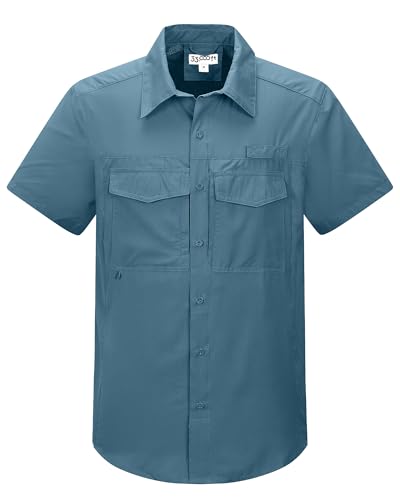 33,000ft Outdoor Hemd Herren Kurzarm Funktionshemd Schnelltrocknend Freizeithemd Für Trekking Wandern Angeln Safari Golf Ozeanblau XL von 33,000ft