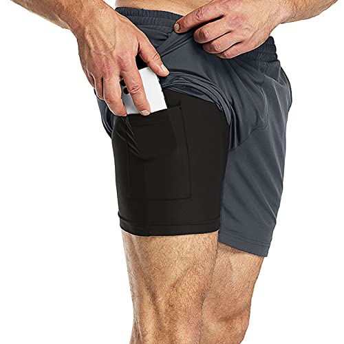 33,000ft Herren 2 in 1 Shorts Sommer Schnelltrocknende Laufshorts mit Taschen Sport Kurze Hosen Fitness Laufhose, Braun 2XL 33,000ft Herren 2 in 1 Shorts Sommer Schnelltrocknende Laufshorts mit Taschen Sport Kurze Hosen Fitness Laufhose, Braun 2XL von 33,000ft
