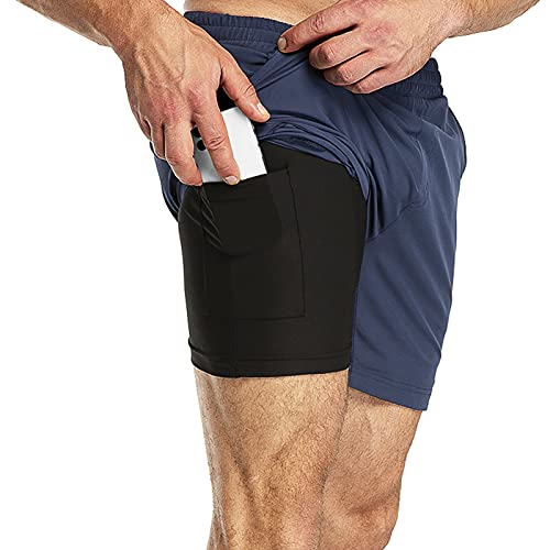 33,000ft Herren 2 in 1 Shorts Sommer Schnelltrocknende Laufshorts mit Taschen Sport Kurze Hosen Fitness Laufhose, Marine Blau S 33,000ft Herren 2 in 1 Shorts Sommer Schnelltrocknende Laufshorts mit Taschen Sport Kurze Hosen Fitness Laufhose, Marine Blau S von 33,000ft