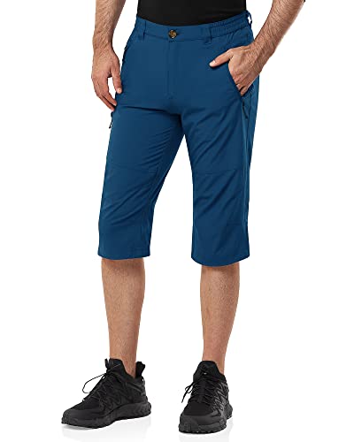 33,000ft Herren 3/4 Hose Cargo Shorts Kurze Wanderhose Stretch Leichte Radhose Sommer Capri Dreiviertel Hose Outdoor Shorts UPF 50+ mit Viele Taschen für Wandern Laufen Radfahren Dunkelblau 2XL von 33,000ft