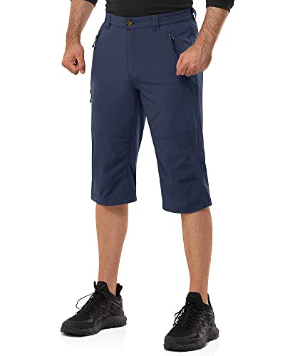 33,000ft Herren 3/4 Hose Cargo Shorts Kurze Wanderhose Stretch Leichte Radhose Sommer Capri Dreiviertel Hose Outdoor Shorts UPF 50+ mit Viele Taschen für Wandern Laufen Radfahren Navy Blau 2XL von 33,000ft