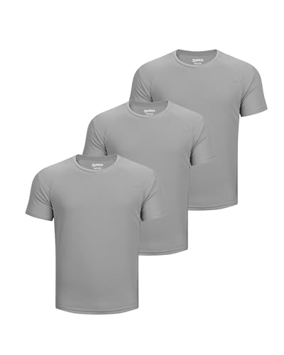 33,000ft Herren 3er-Pack Sport Tshirt Kurzarm Schnelltrocknende Atmungsaktive Shirt Regular Fit für Laufen Training, 3*Grau 2XL von 33,000ft