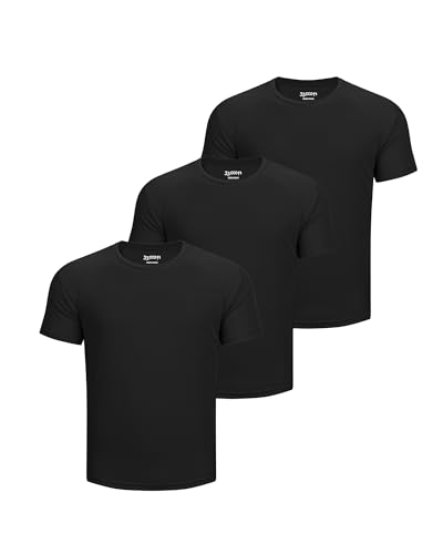 33,000ft Herren 3er-Pack Sport Tshirt Kurzarm Schnelltrocknende Atmungsaktive Shirt Regular Fit für Laufen Training, 3*Schwarz L von 33,000ft