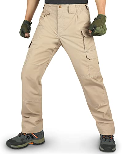 33,000ft Herren Cargohose Militärische Herrenhose, Ripstop Arbeitshose Lockere Kampfhose mit Mehreren Taschen, Outdoor Taktische Hosen Männer Militär Hose Hellbraun 30 von 33,000ft