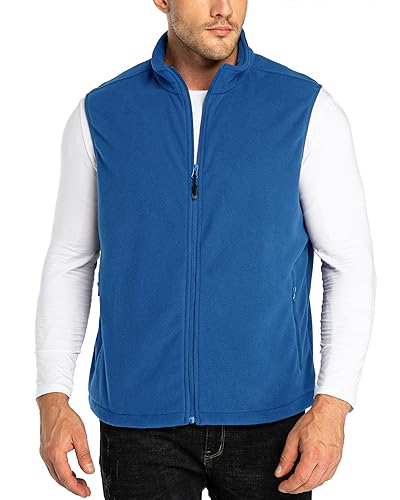 33,000ft Herren Fleece Weste Jacke Standkragen Ultraleicht Outdoor Ärmellose Fleecejacke Gilets Tops Fleeceweste Herren mit Taschen Reißverschluss (Blau,S) von 33,000ft