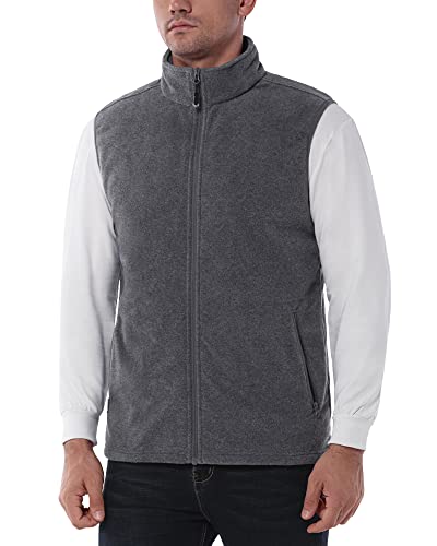 33,000ft Herren Fleece Weste Jacke Standkragen Ultraleicht Outdoor Ärmellose Fleecejacke Gilets Tops Fleeceweste Herren mit Taschen Reißverschluss (Hanfasche,L) von 33,000ft