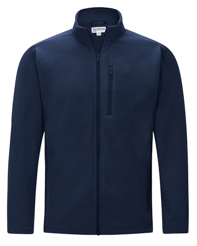 33,000ft Herren Fleecejacke Stehkragen Warm Jacke Männer Leichte Strickjacke Übergangsjacke Outdoor Sweatjacke für Wandern Laufen Freizeit Dunkelblau L von 33,000ft
