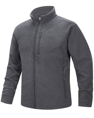33,000ft Herren Fleecejacke Stehkragen Warm Jacke Männer Leichte Strickjacke Übergangsjacke Outdoor Sweatjacke für Wandern Laufen Freizeit Heidegrau 3XL von 33,000ft