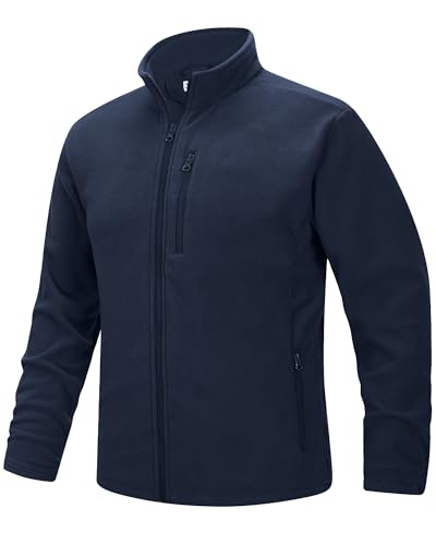 33,000ft Herren Fleecejacke Stehkragen Warm Jacke Männer Leichte Strickjacke Übergangsjacke Outdoor Sweatjacke für Wandern Laufen Freizeit Navyblau 3XL von 33,000ft