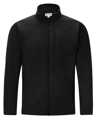 33,000ft Herren Fleecejacke Stehkragen Warm Jacke Männer Leichte Strickjacke Übergangsjacke Outdoor Sweatjacke für Wandern Laufen Freizeit Schwarz 4XL von 33,000ft