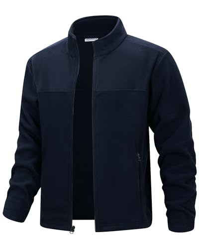 33,000ft Herren Fleecejacke leicht Strickjacke Übergangsjacke Outdoor Fleecejacken Warm Winterjacke für Wandern Freizeit Trekking Dunkelblau S von 33,000ft