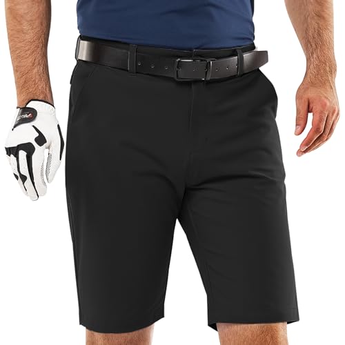 33,000ft Herren Golf Shorts UPF 50+ Stretch Shorts 10'' Bermuda Shorts Kurze Hose Dry Fit Causal Shorts Arbeitshort für Golfen Arbeiten, Schwarz 30 von 33,000ft