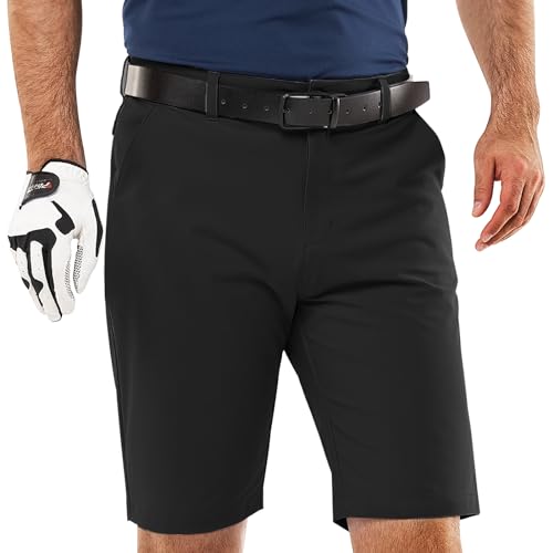 33,000ft Herren Golf Shorts UPF 50+ Stretch Shorts 10'' Bermuda Shorts Kurze Hose Dry Fit Causal Shorts Arbeitshort für Golfen Arbeiten, Schwarz 38 von 33,000ft