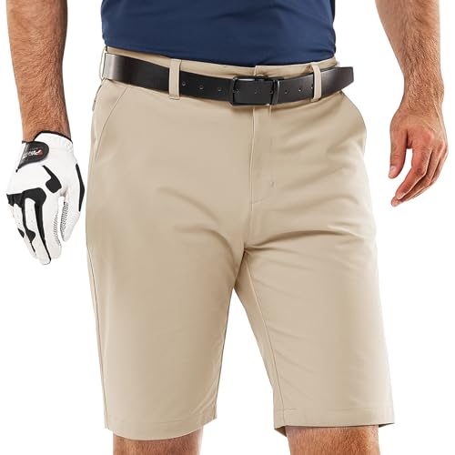 33,000ft Herren Golf Shorts UPF 50+ Stretch Shorts 10'' Bermuda Shorts Kurze Hose Dry Fit Causal Shorts Arbeitshort für Golfen Arbeiten, Khaki 34 von 33,000ft