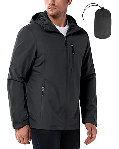 33,000ft Herren Outdoor Wasserdichte Jacken Packable Windbreaker Leicht Schnell Trocken Regenmantel Outdoor Jacke für Radfahren Camping, Schwarz , M von 33,000ft