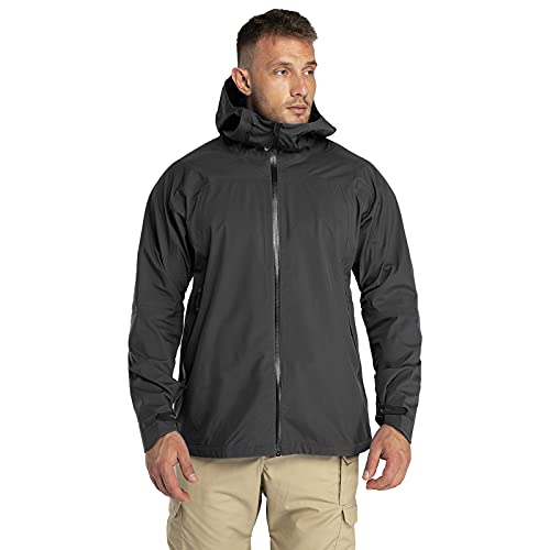 33,000ft Herren Regenjacke Leichte Softshelljacke Wasserdichte Winddichte Outdoorjacken Atmungsaktive Wanderjacke Funktionsjacke für Trekking Wandern Camping, Schwarz L von 33,000ft