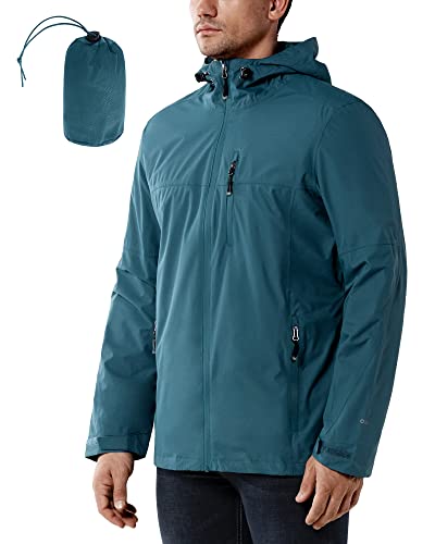 33,000ft Herren Packable Regenjacke Leicht Wasserdicht Regenmantel Mit Kapuze Radfahren Fahrradjacke Aktiv Outdoor Windbreaker - Blau - X-Large von 33,000ft