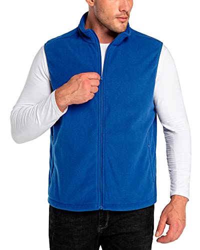 33,000ft Herren Polar Weiche Fleece Weste Leichte Outdoor Ärmellose Jacken mit Reißverschlusstaschen, blau, L von 33,000ft